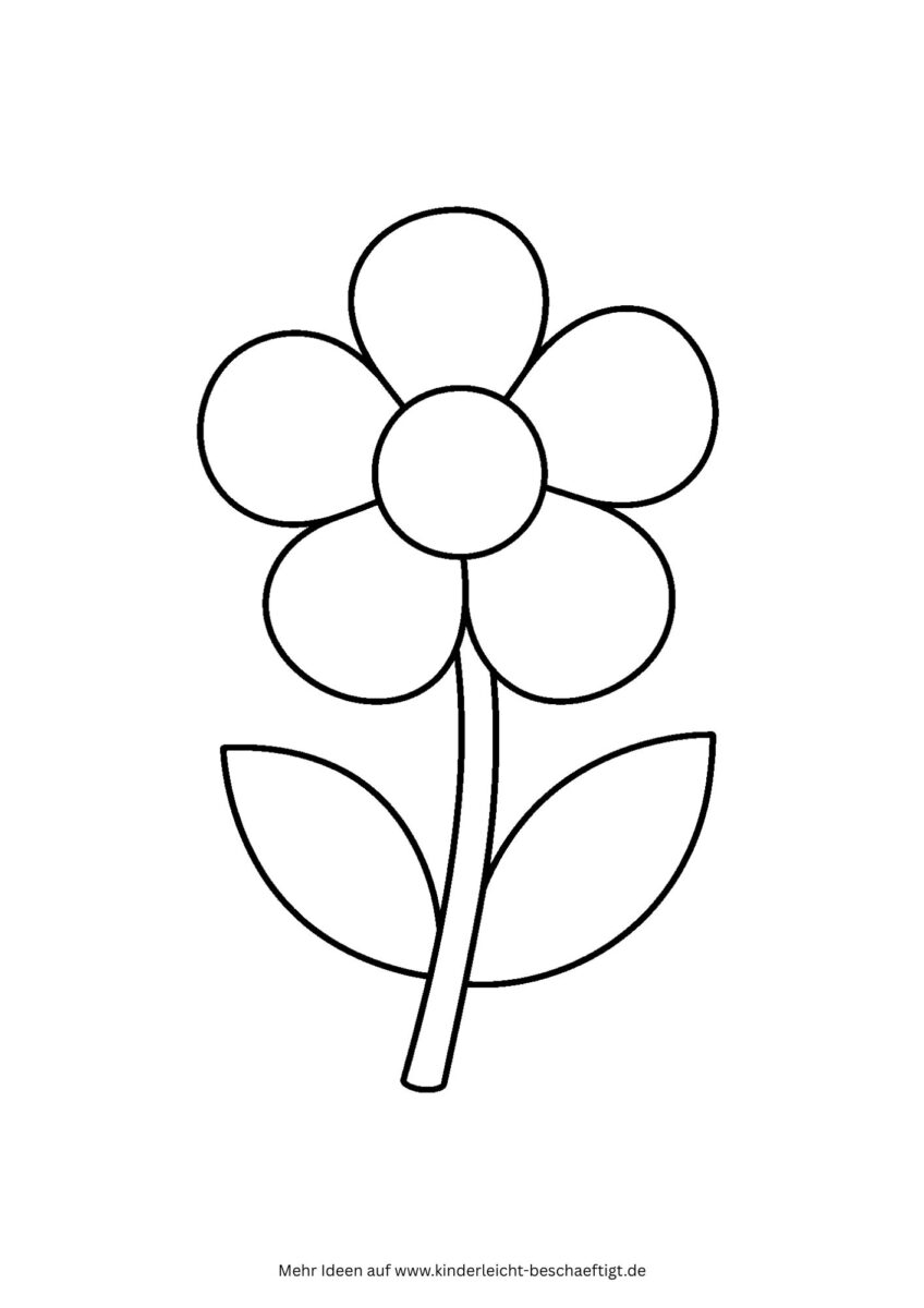 Einfaches Muttertagsgeschenk Kindergarten Vorlage Blume zum Ausmalen, Bekleben und Fingerabdruck
