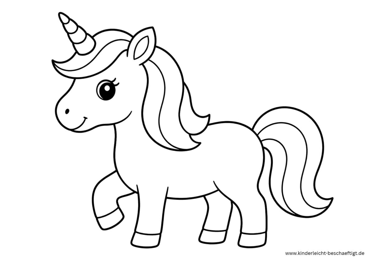 Einfaches Einhorn Ausmalbild kostenlos zum Ausdrucken