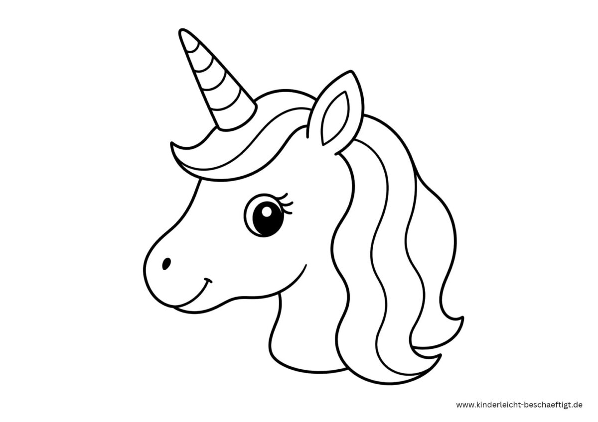 Einfacher Einhornkopf als Ausmalbild zum kostenlosen Ausdrucken