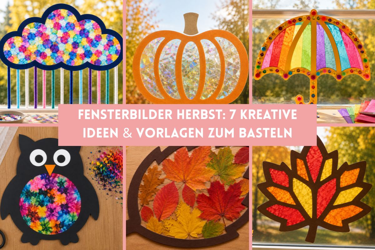 Fensterbilder Herbst basteln – kreative Ideen mit Kürbis, Eule, Herbstblättern und weiteren Motiven