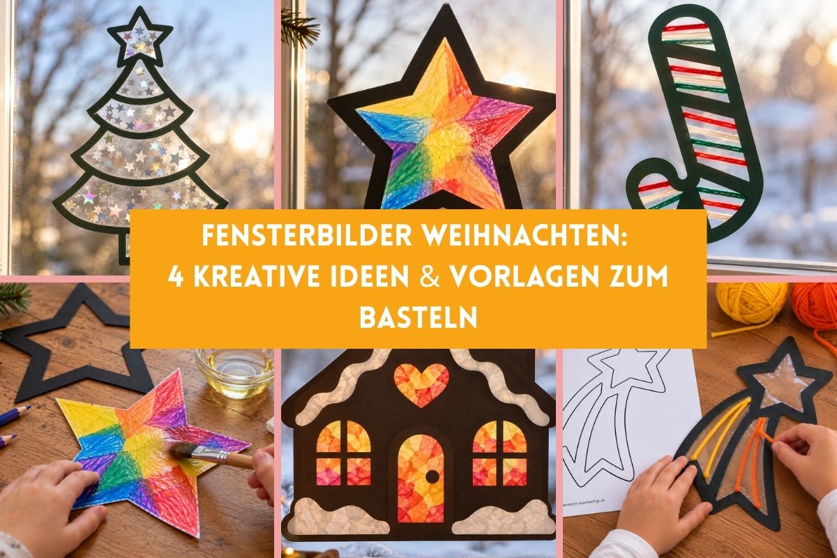 Fensterbilder Weihnachten: 4 kreative Bastelideen mit Vorlagen für Weihnachtsmotive