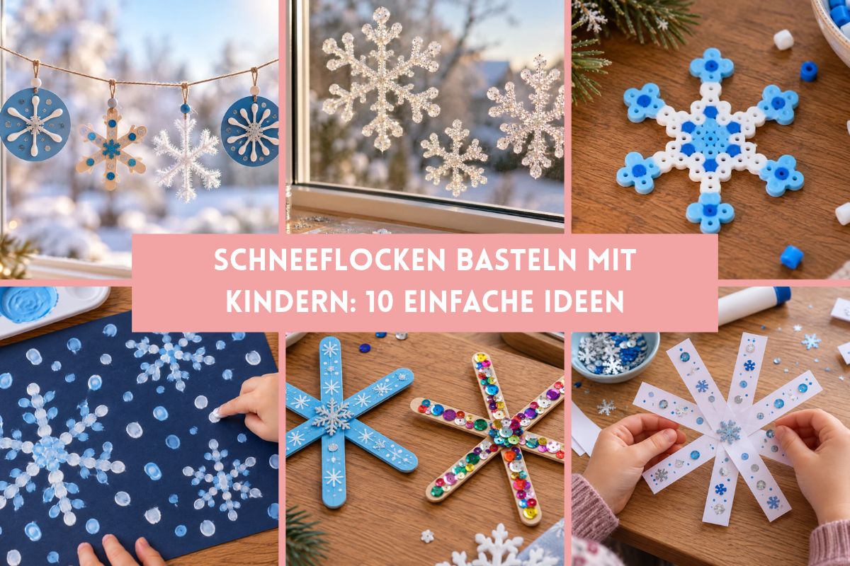 Schneeflocken basteln mit Kindern – 10 einfache Winterideen aus verschiedenen Materialien